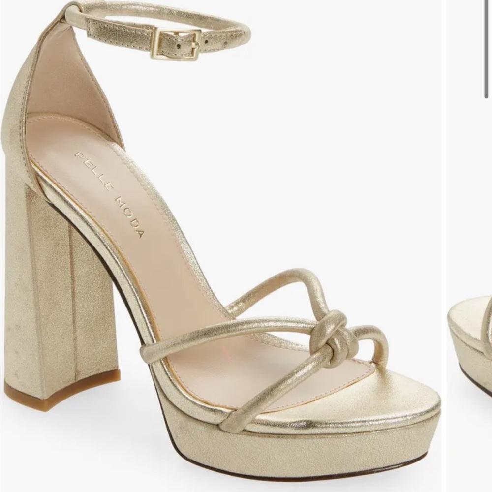 Pelle Moda Gold Metallic Knotted Platform Sandals